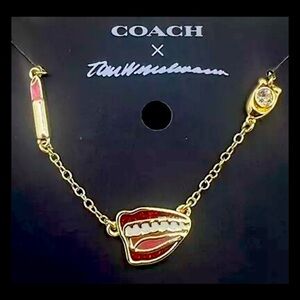 COACH X Tom Wesselmann Designer Lips & Lipstick Pendant Necklace 16” + 2” NEW